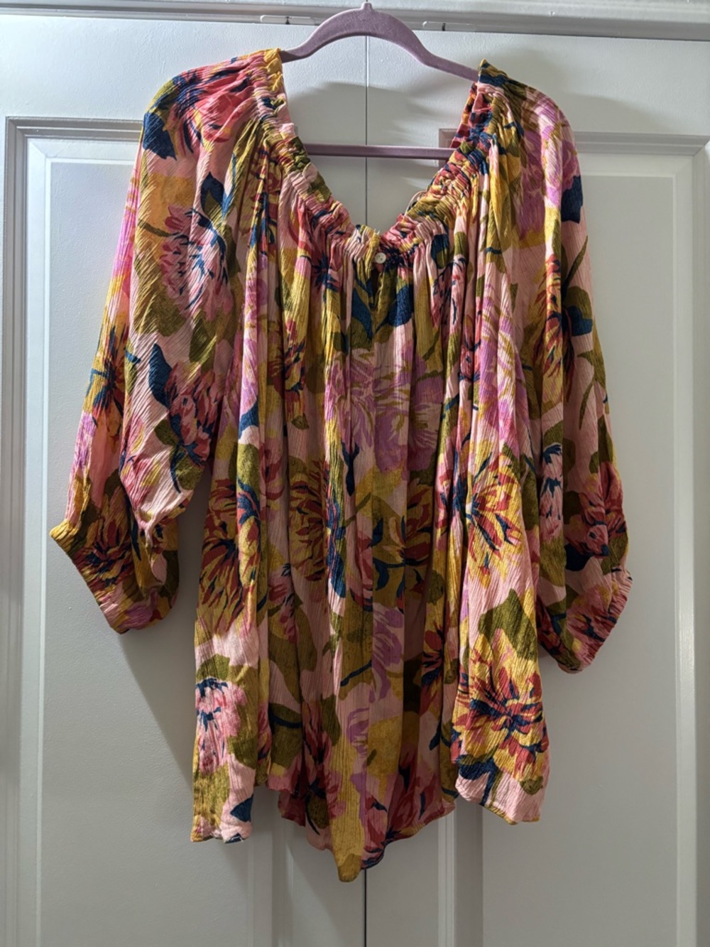 Terra & Sky Pink Multi Floral Off-Shoulder Blouse